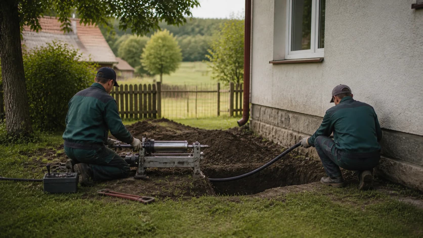Bezpečně zajištěná práce na přípojce vedle zpevněné plochy